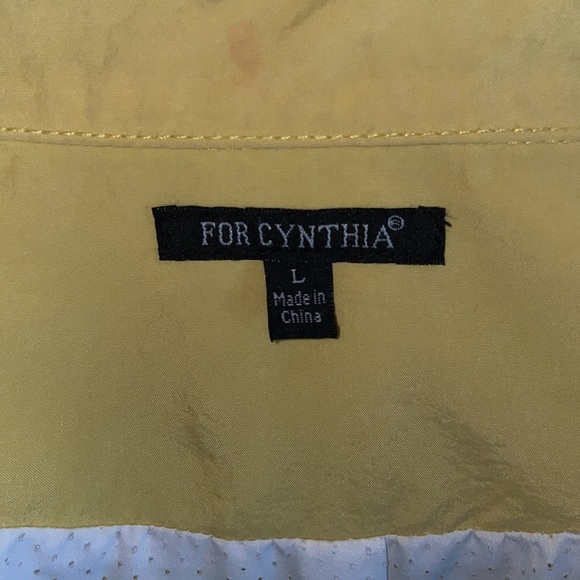 Butter Yellow Windbreaker Rain Jacket Zipper Pockets & Front Closure & Snaps L - Picture 6 of 8